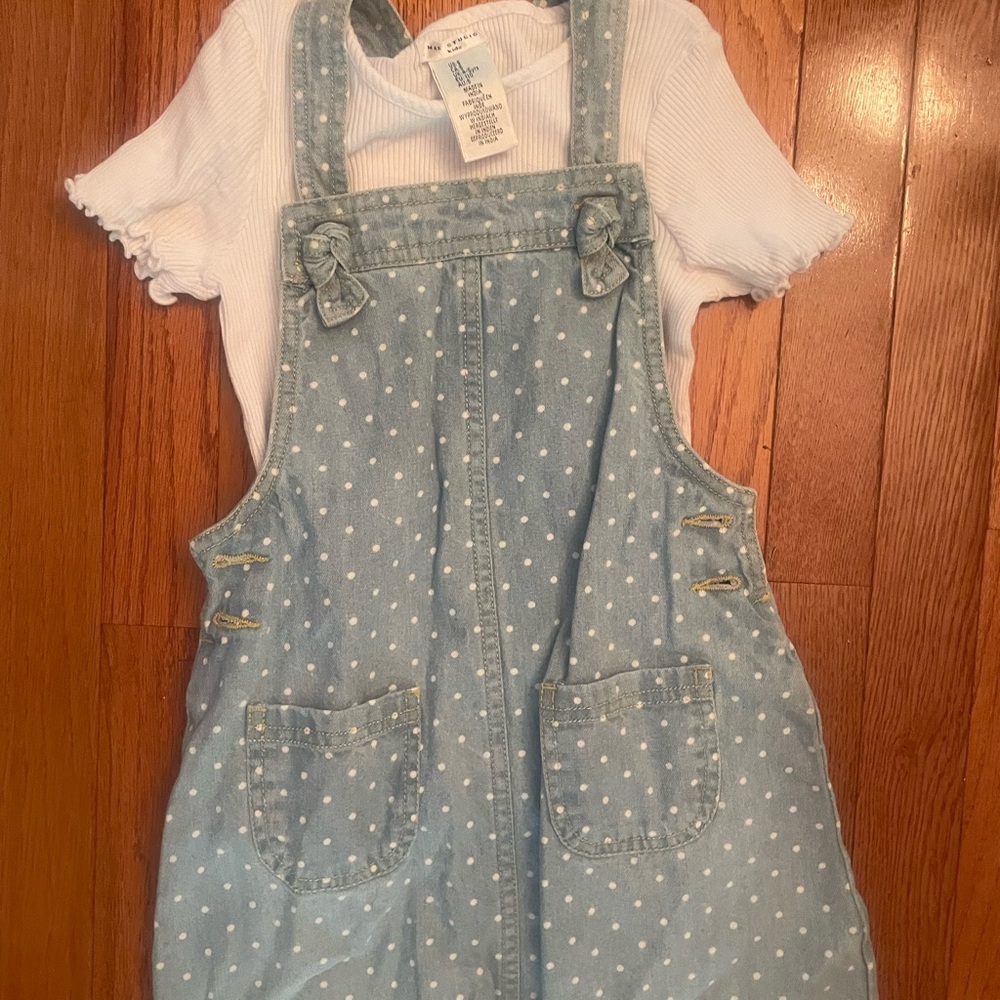 Max Studio Blue Polka Dot Overalls size 5T